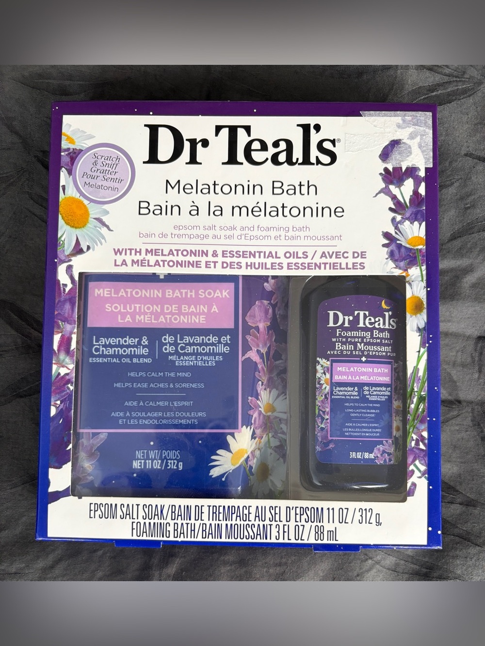 Dr Teal's Melatonin Lavender & Chamomile Bath Soak - Purple